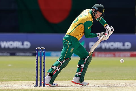 Heinrich Klaasen plays a shot against Bangladesh